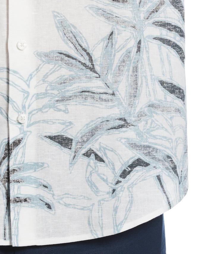 Cubavera Linen Blend Reverse Asymmetric Placement Print Shirt Brilliant White