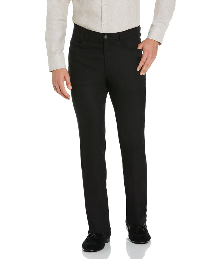 cubavera Linen-Blend Stretch 5-Pocket Pants Jet Black