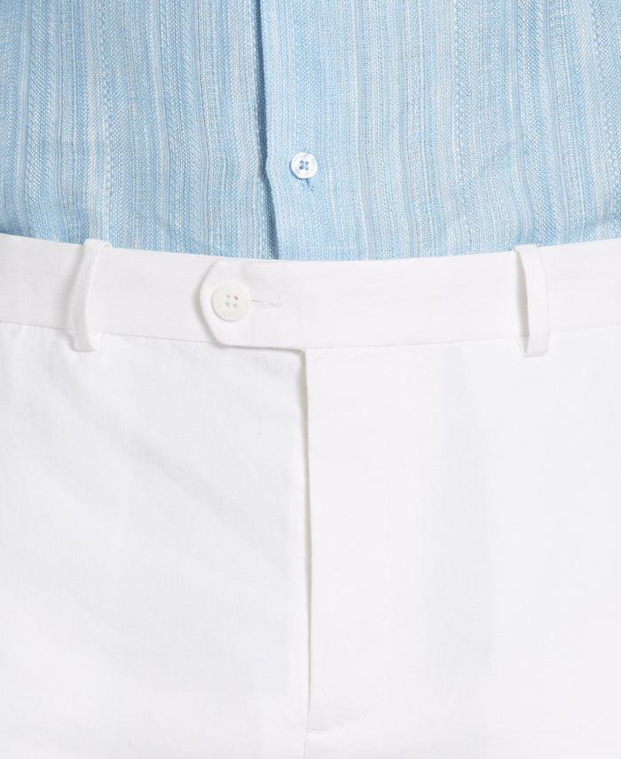 Cubavera Linen-Blend Stretch Flat-Front Shorts Brilliant White