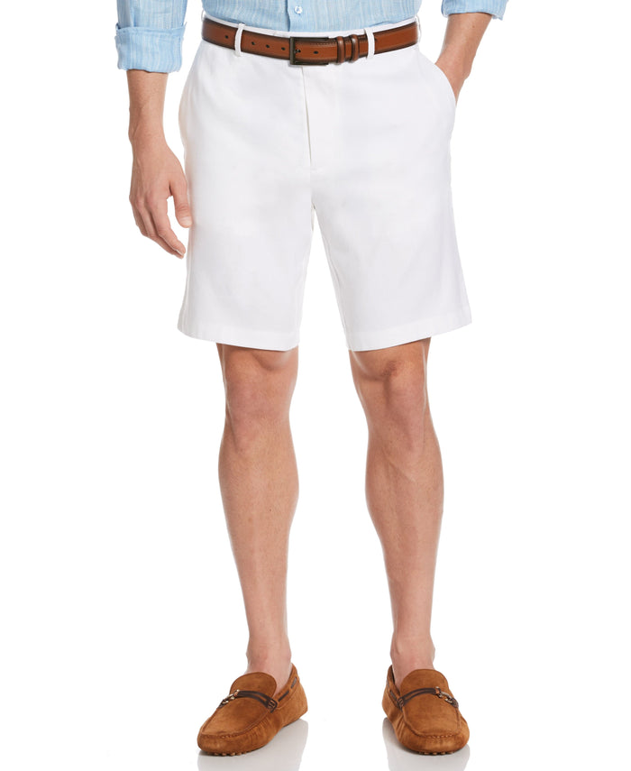 cubavera Linen-Blend Stretch Flat-Front Shorts Brilliant White