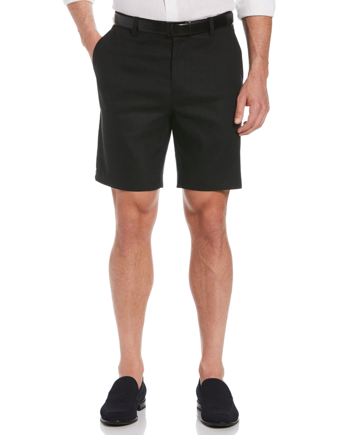 Cubavera Linen-Blend Stretch Flat-Front Shorts Jet Black