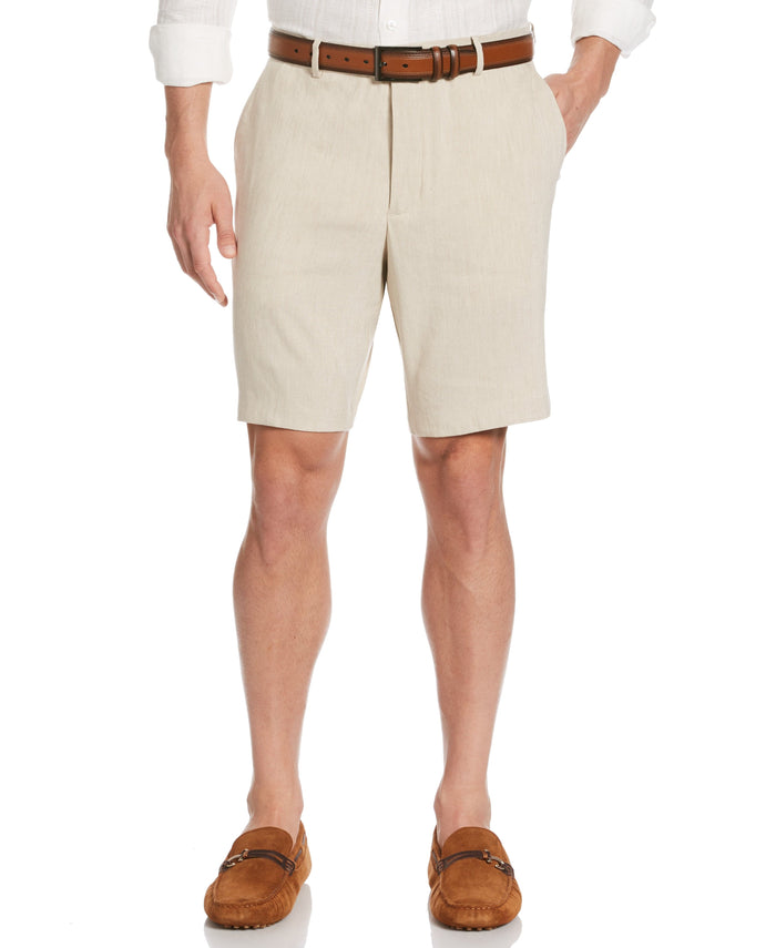 Cubavera Linen-Blend Stretch Flat-Front Shorts Natural Linen