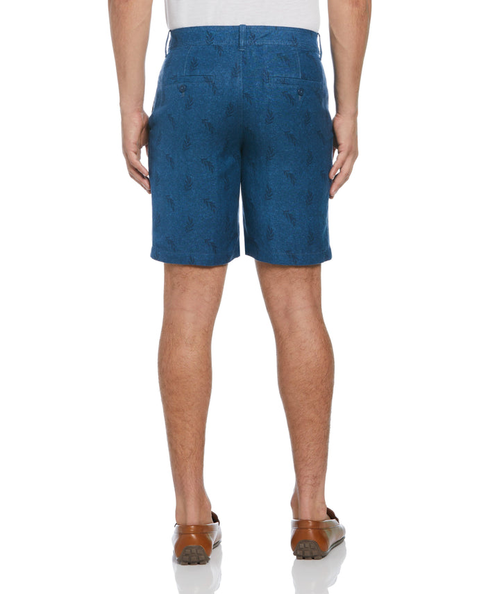 Cubavera Linen Blend Tropical Leaf Print Short Titan
