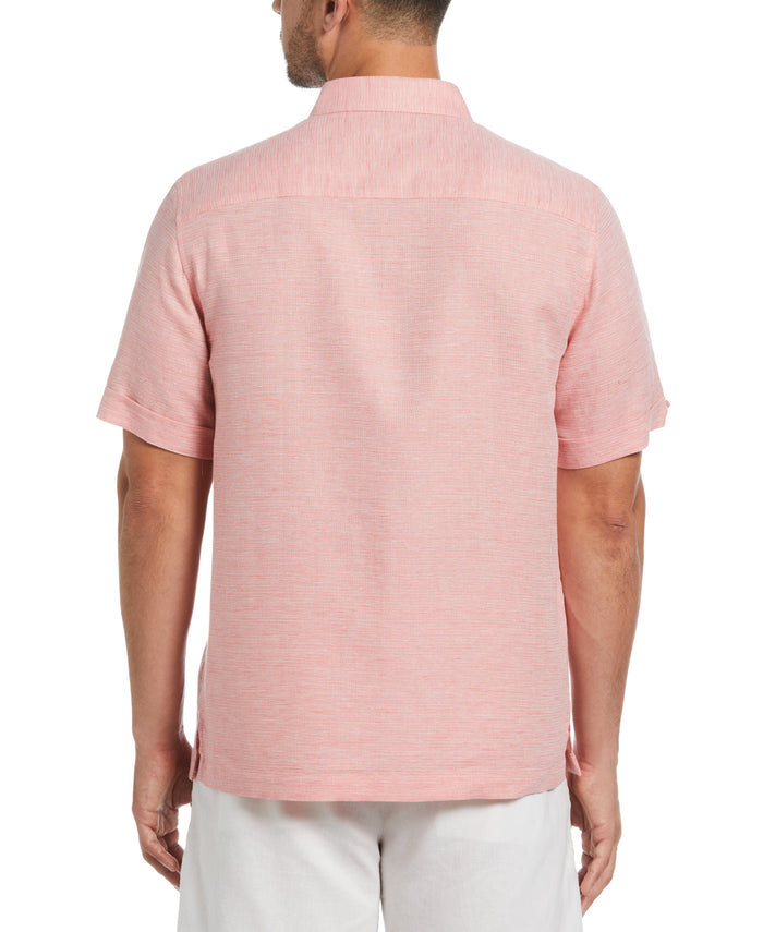 Cubavera Linen Blend Tuck Panel Dobby Shirt Spiced Coral