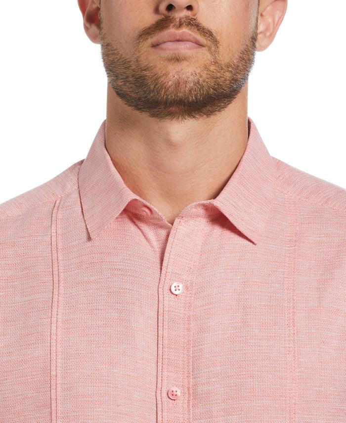 Cubavera Linen Blend Tuck Panel Dobby Shirt Spiced Coral