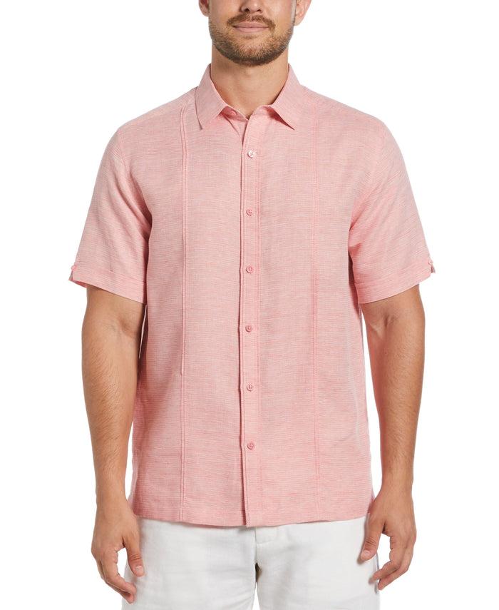 cubavera Linen Blend Tuck Panel Dobby Shirt Spiced Coral