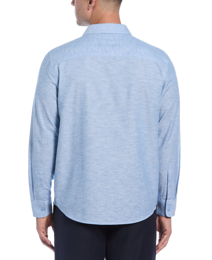 Cubavera Linen Blend Tuck Panel Shirt Parisian Blue