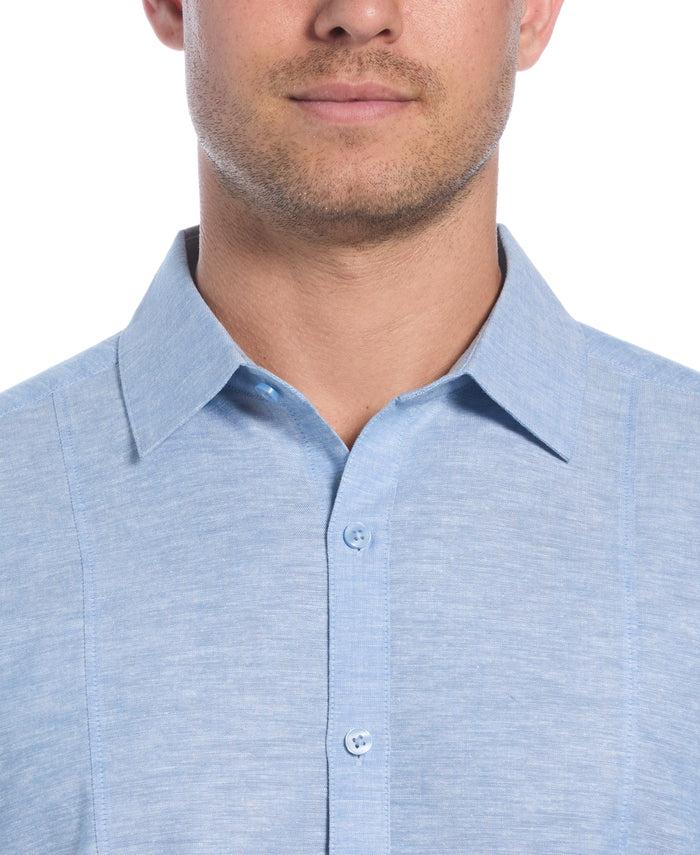 Cubavera Linen Blend Tuck Panel Shirt Parisian Blue
