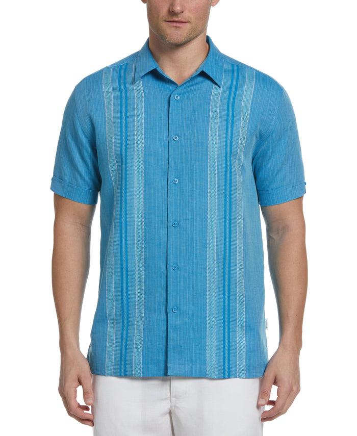 cubavera Linen Blend Yarn Dye Panel Shirt Mediterranian Blue