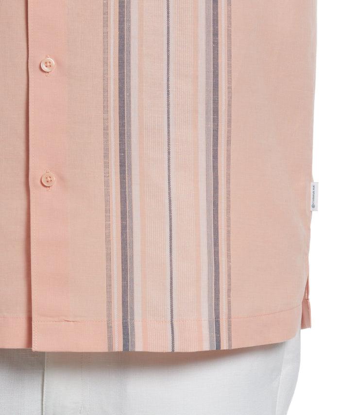 Cubavera Linen Blend Yarn Dye Panel Shirt Peach Pearl