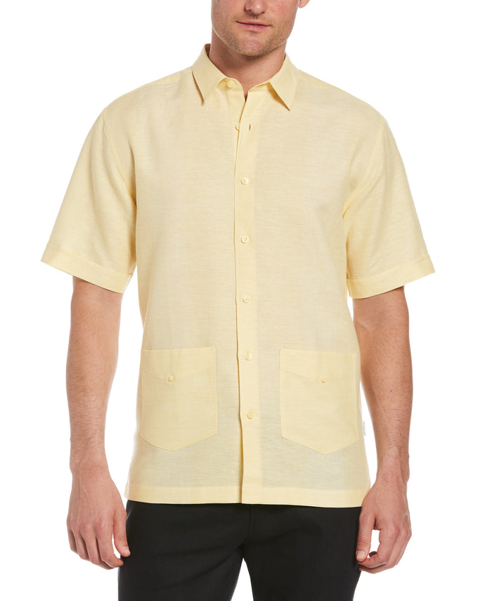 Cubavera Linen-Blend Yarn Dye Stripe Guayabera Shirt Banana Crepe