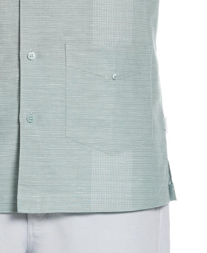 Cubavera Linen-Blend Yarn Dye Stripe Guayabera Shirt Blue Surf