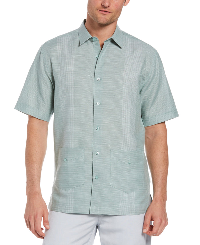 cubavera Linen-Blend Yarn Dye Stripe Guayabera Shirt Blue Surf