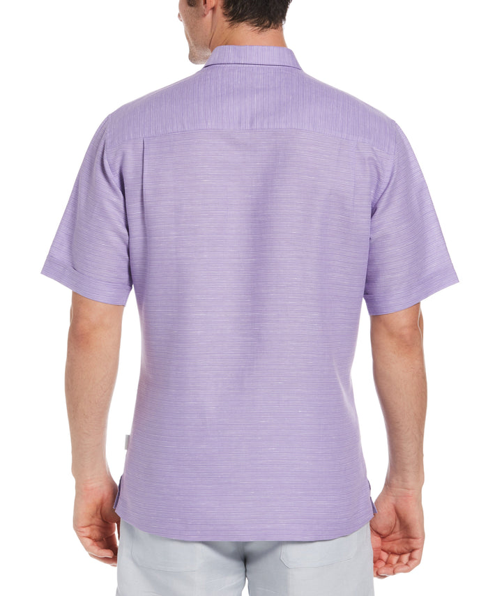 Cubavera Linen-Blend Yarn Dye Stripe Guayabera Shirt Paisley Purple