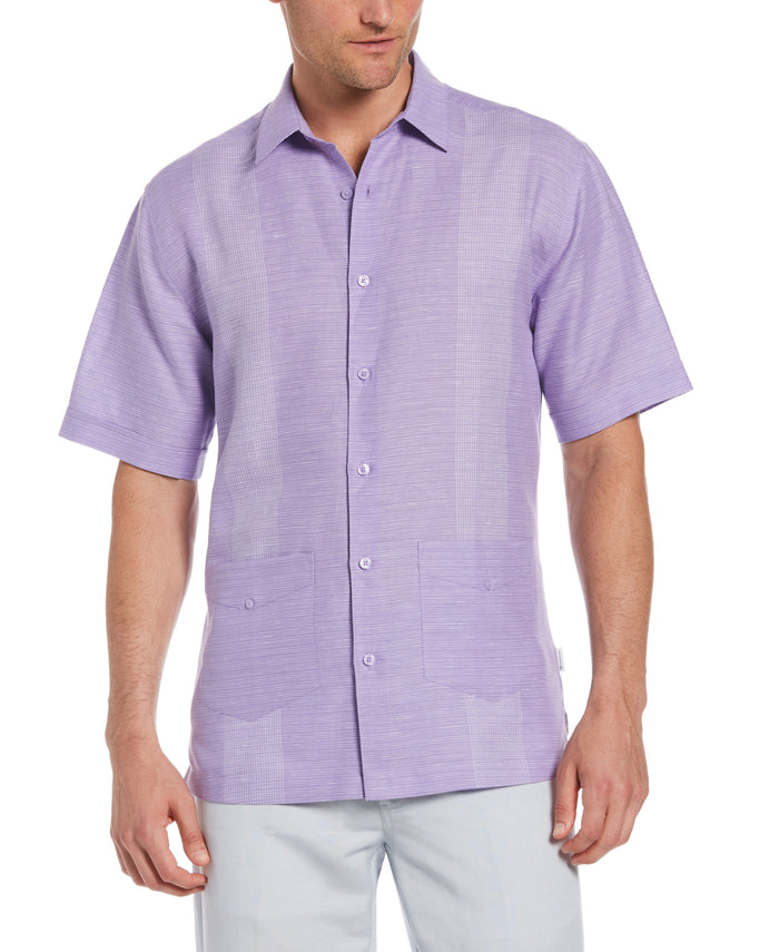 Cubavera Linen-Blend Yarn Dye Stripe Guayabera Shirt Paisley Purple