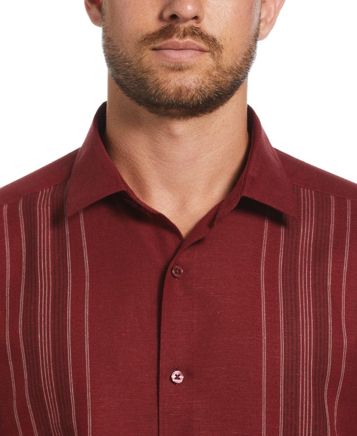 Cubavera Linen Blend Yarn Dyed Panel Shirt Cabernet