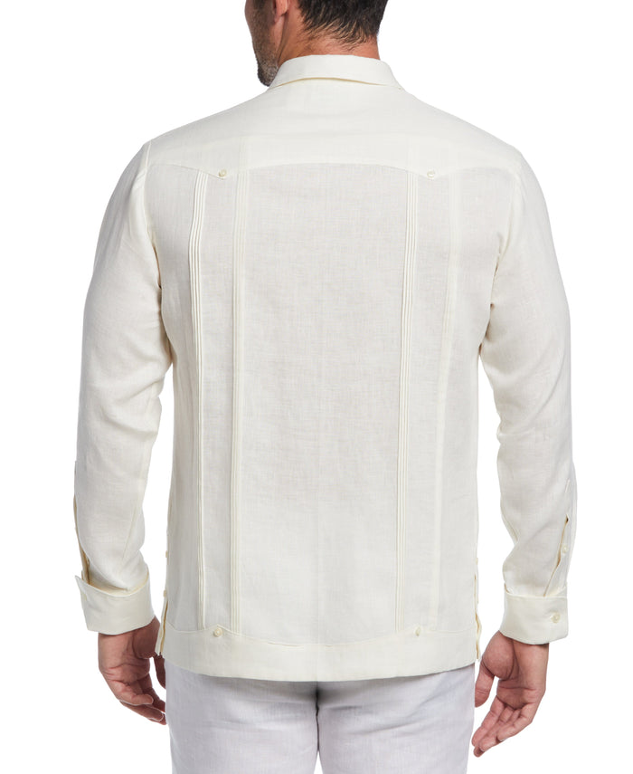 Cubavera Linen Embroidered French Cuff Guayabera Shirt Whisper White