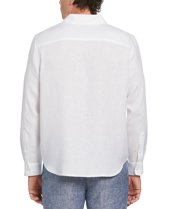 Cubavera Linen Engineered Tropical Print Shirt Brilliant W/Ensign Bl