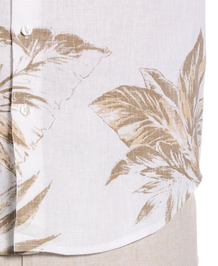 Cubavera Linen Engineered Tropical Print Shirt Brilliant White/Dune