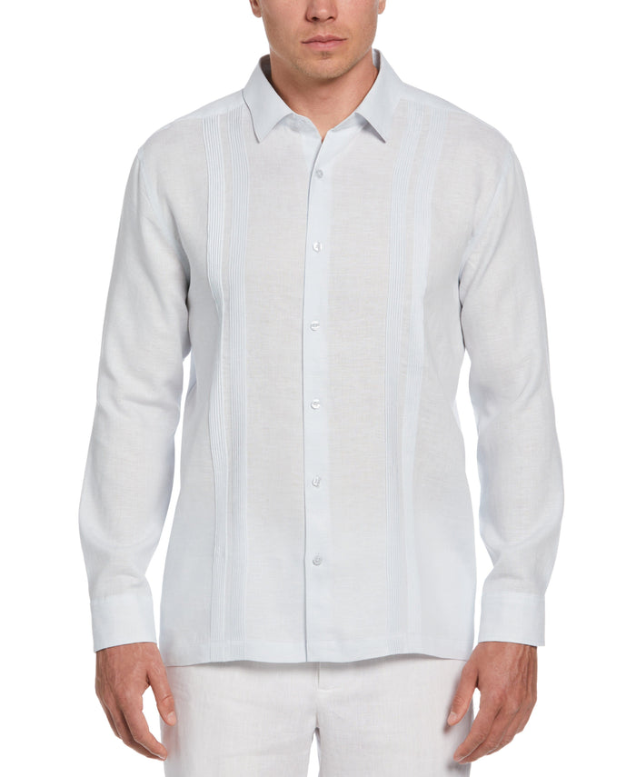 cubavera Linen Multi-Tuck Guayabera Shirt Ballad Blue