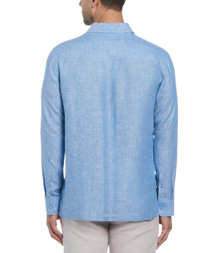 Cubavera Linen Multi-Tuck Guayabera Shirt Parisian Blue
