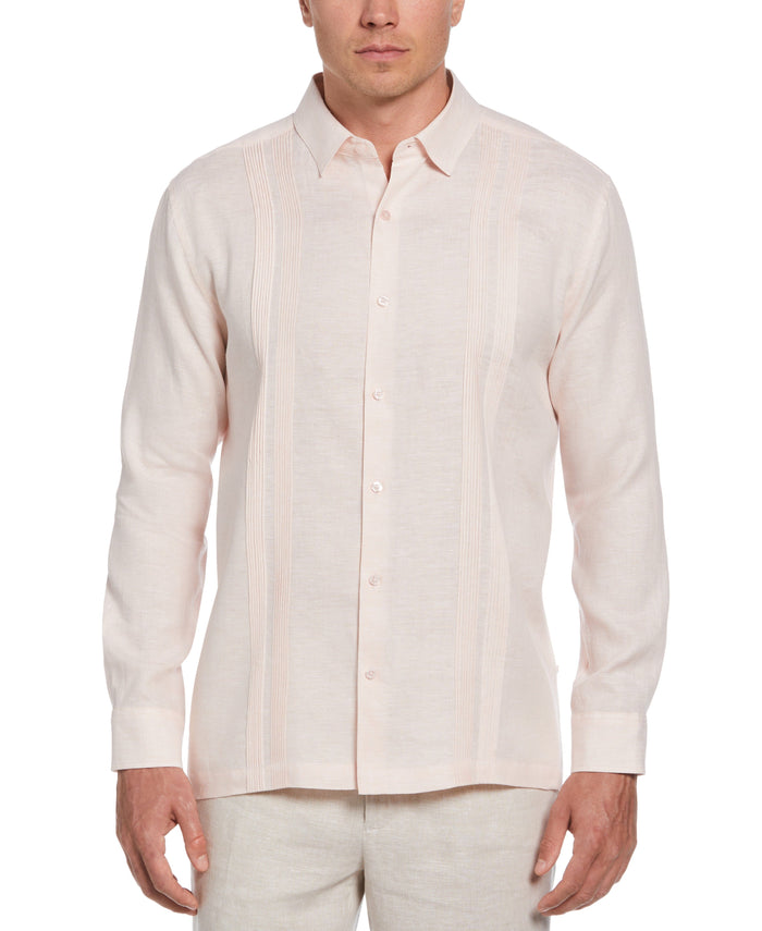 cubavera Linen Multi-Tuck Guayabera Shirt Peach Whip
