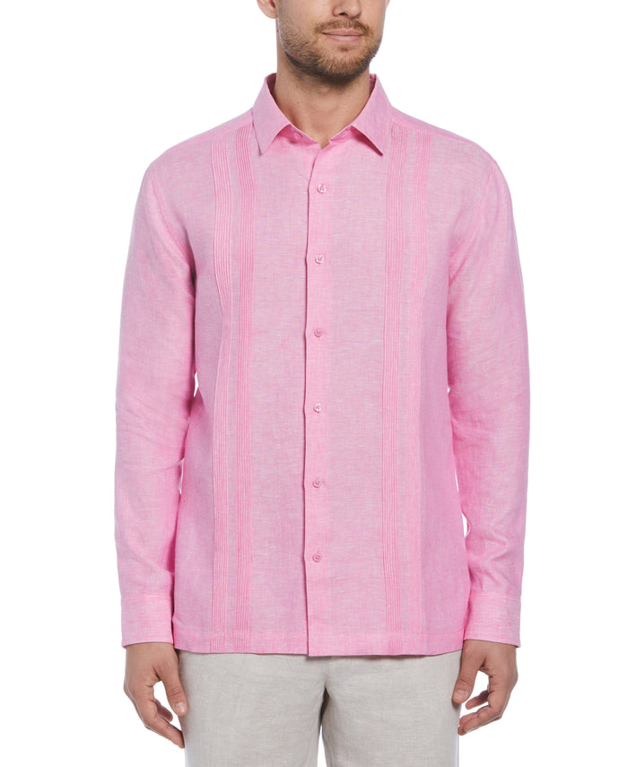 cubavera Linen Multi-Tuck Guayabera Shirt Strawberry Moon