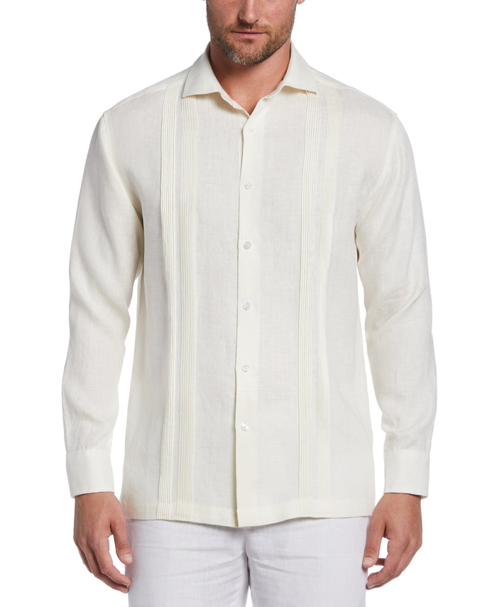 cubavera Linen Multi-Tuck Guayabera Shirt Whisper White