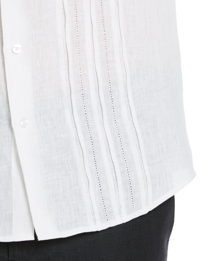 Cubavera Linen Triple Tuck Embroidered Shirt Brilliant White