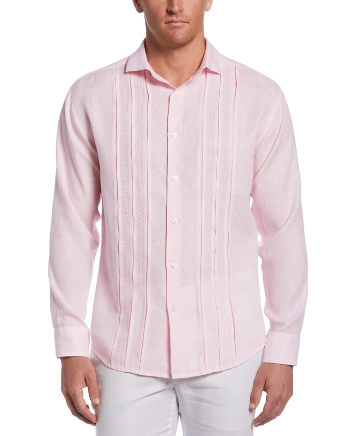 cubavera Linen Triple Tuck Embroidered Shirt Rose Shadow