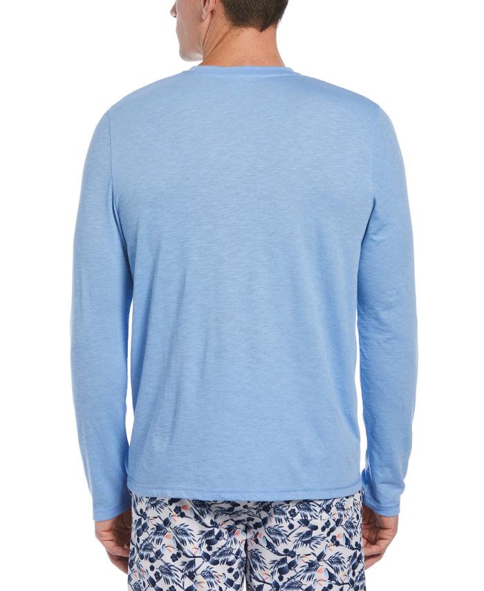 Cubavera Long Sleeve Slub Crew Neck Tee Little Boy Blue