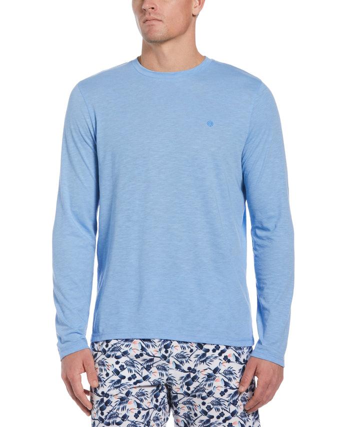 Cubavera Long Sleeve Slub Crew Neck Tee Little Boy Blue