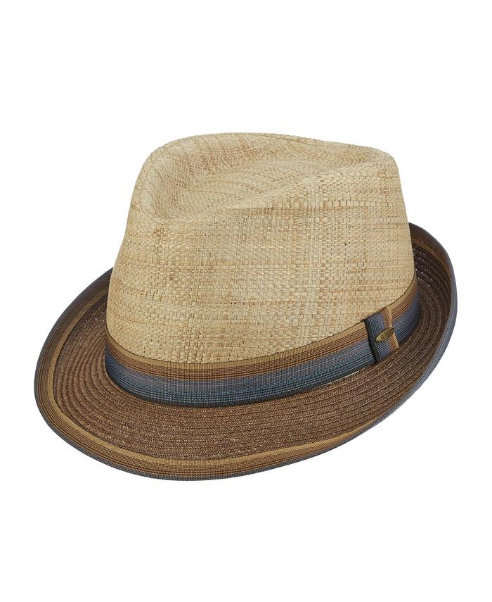 Cubavera Matte Raffia Fedora With Paper Braid Brim Wood