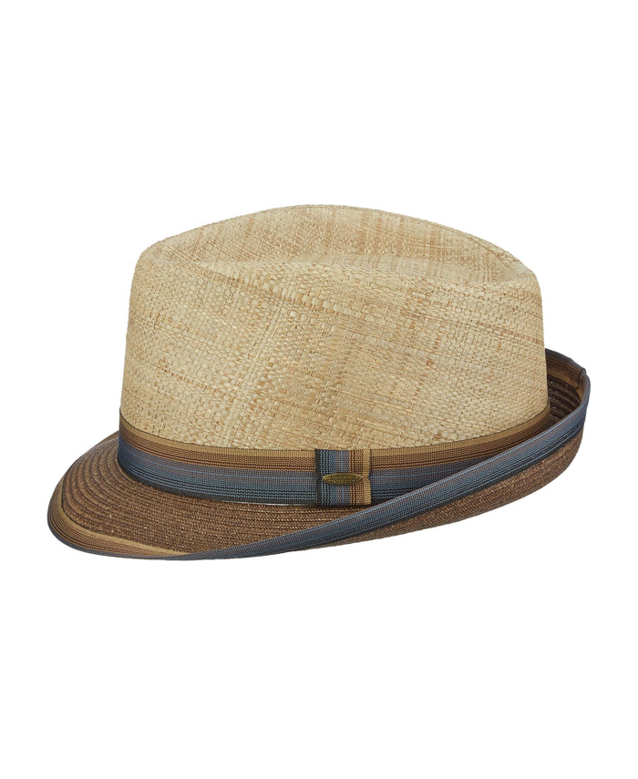 Cubavera Matte Raffia Fedora With Paper Braid Brim Wood