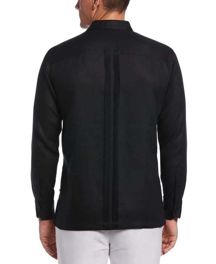 Cubavera Modern Linen Multi Pintuck Guayabera Shirt Jet Black