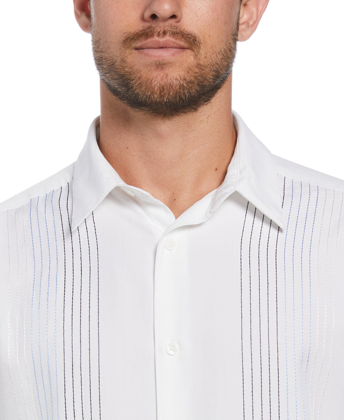 Cubavera Ombre Embroidered Panel Shirt Brilliant White