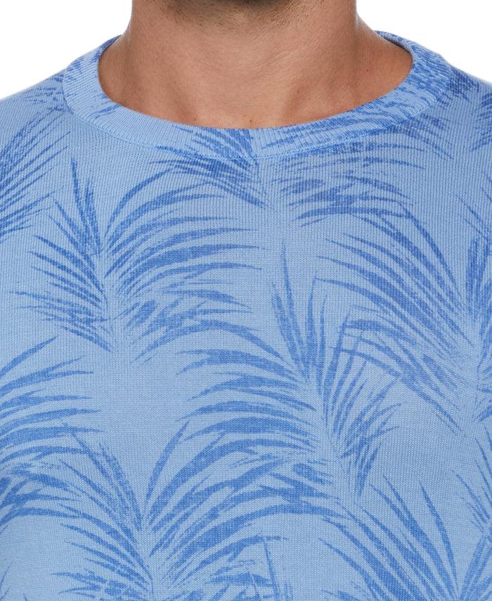 Cubavera Palm Print Jacquard Sweater Della Robia Blue