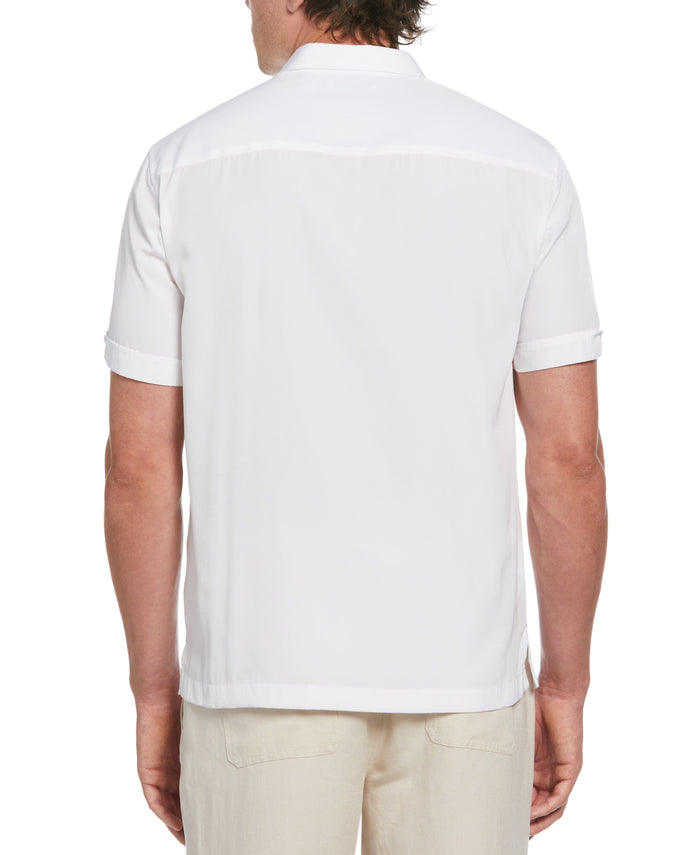 Cubavera Panel Shirt - Contrast Stitching Bright White