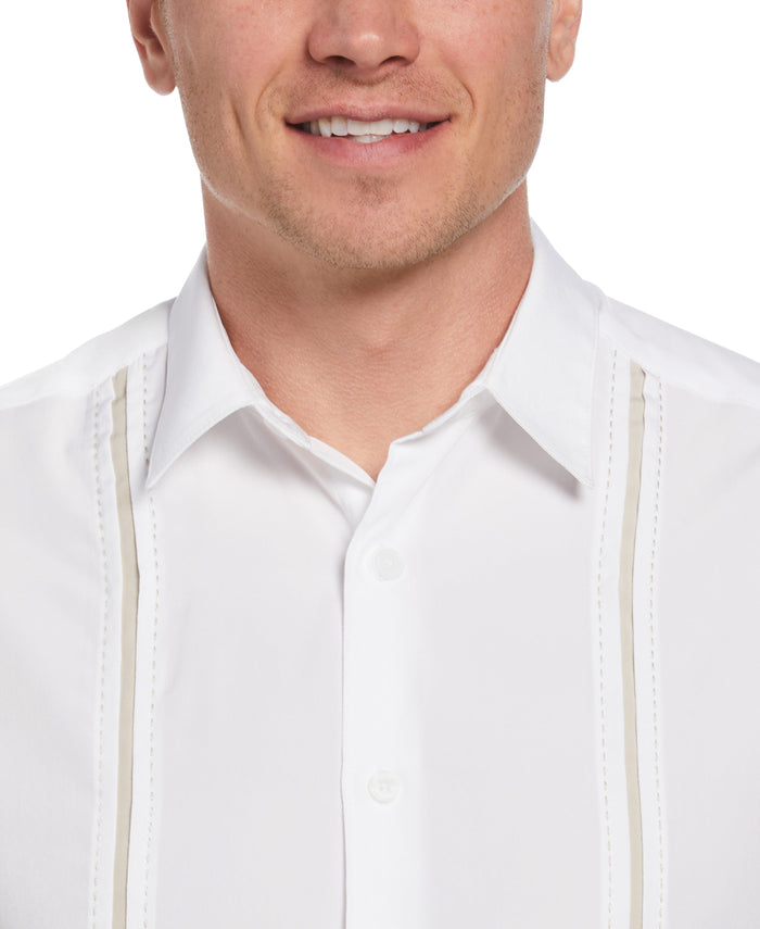 Cubavera Panel Shirt - Contrast Stitching Bright White