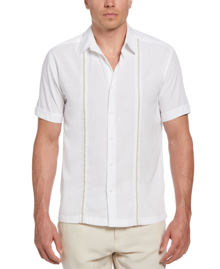 cubavera Panel Shirt - Contrast Stitching Bright White