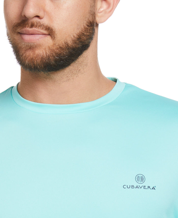 Cubavera Paradise Print Sun Protection Shirt Aruba Blue