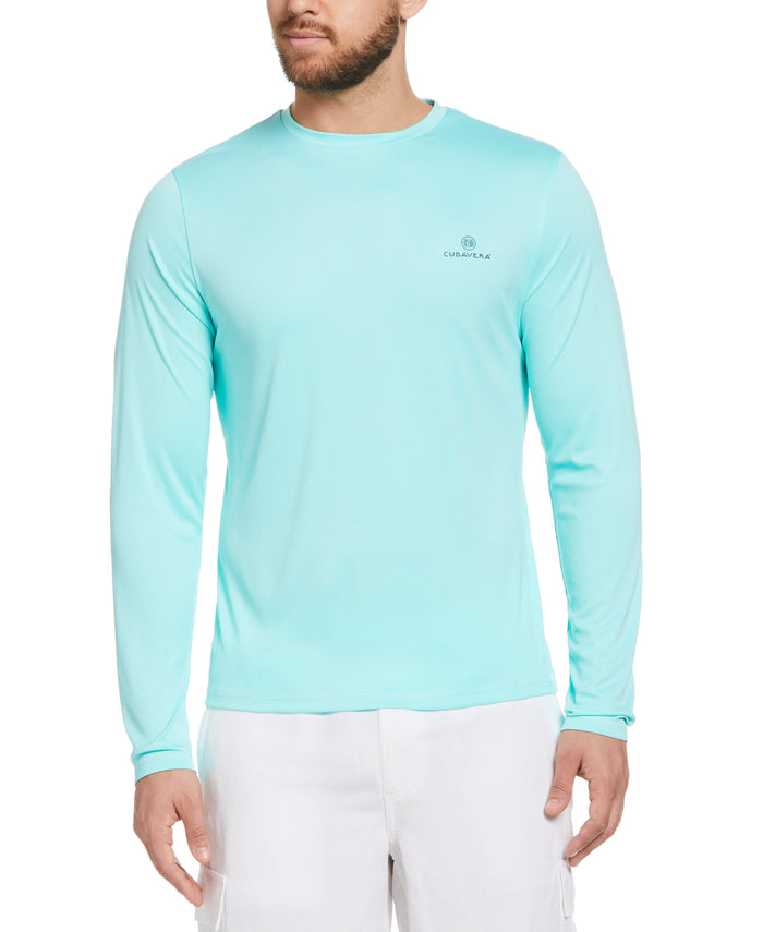 cubavera Paradise Print Sun Protection Shirt Aruba Blue