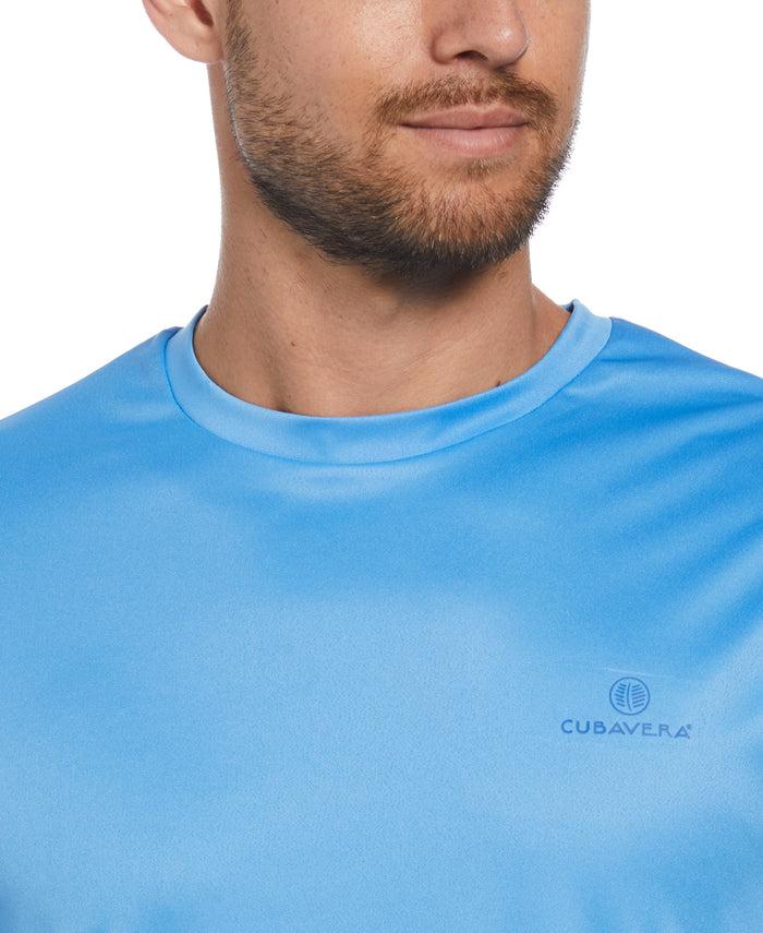 Cubavera Paradise Print Sun Protection Shirt Azure Blue