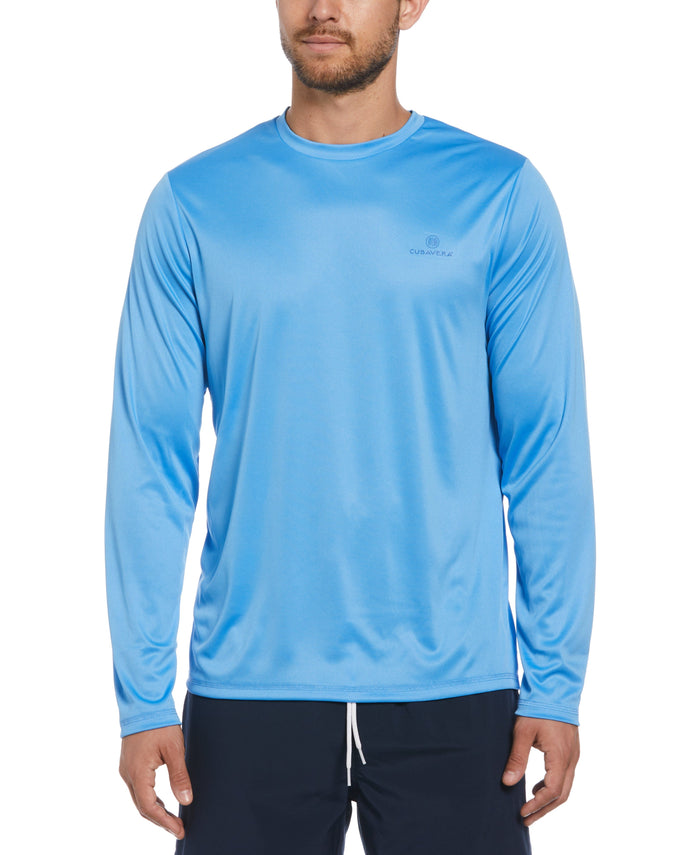 cubavera Paradise Print Sun Protection Shirt Azure Blue