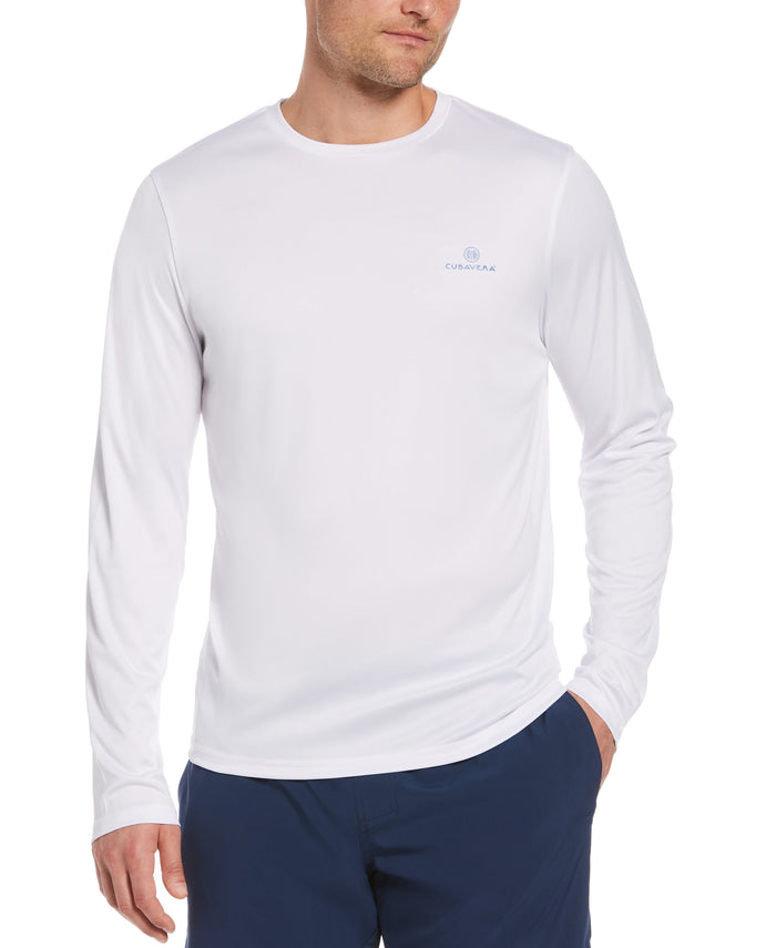 cubavera Paradise Print Sun Protection Shirt Brilliant White