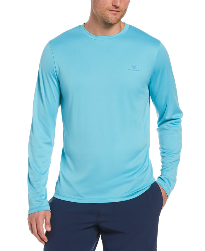 Cubavera Paradise Print Sun Protection Shirt Maui Blue