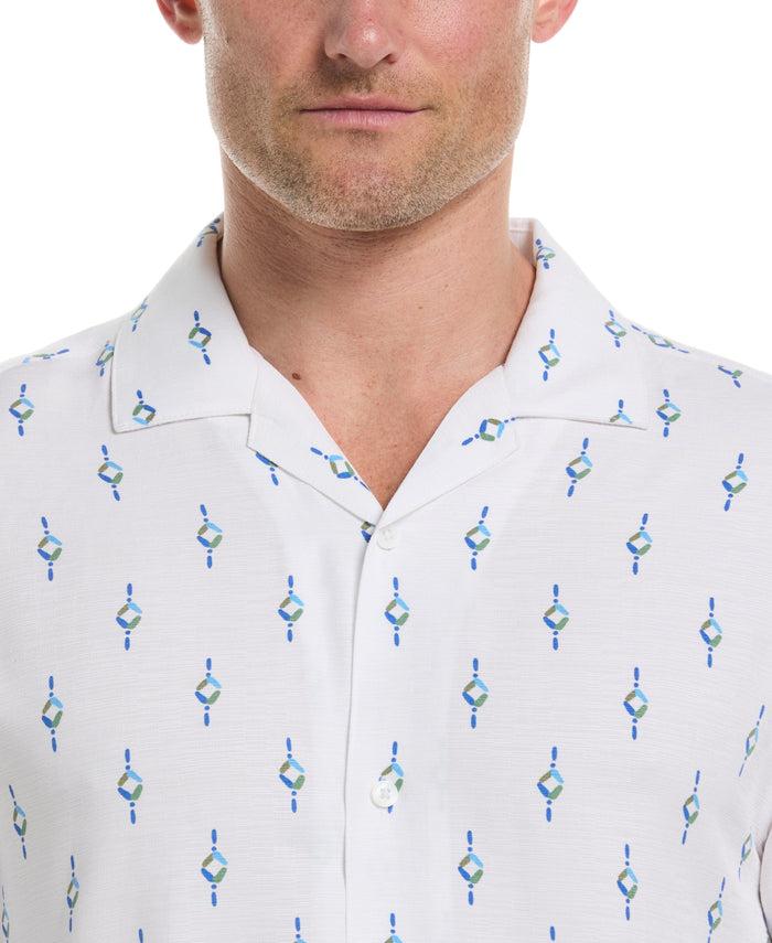 Cubavera Retro Geometric Print Shirt Brilliant White