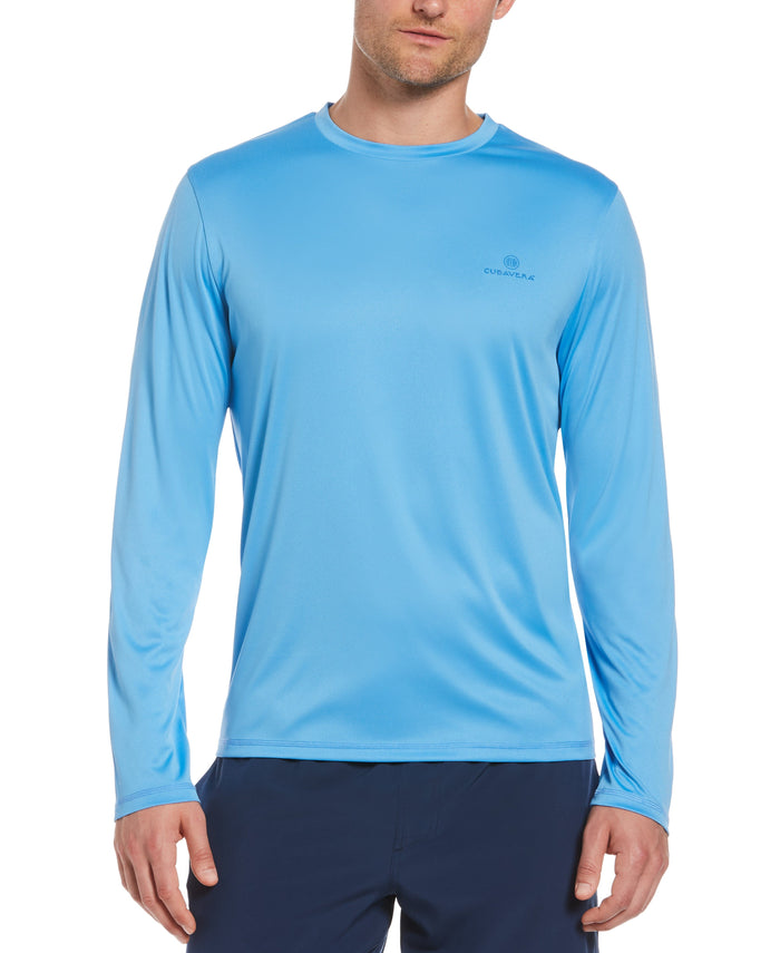 cubavera Sail Away Print Sun Protection Shirt Azure Blue