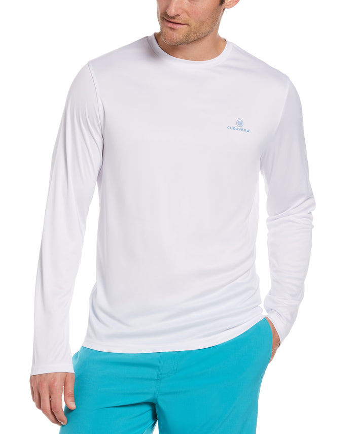 cubavera Sail Away Print Sun Protection Shirt Brilliant White