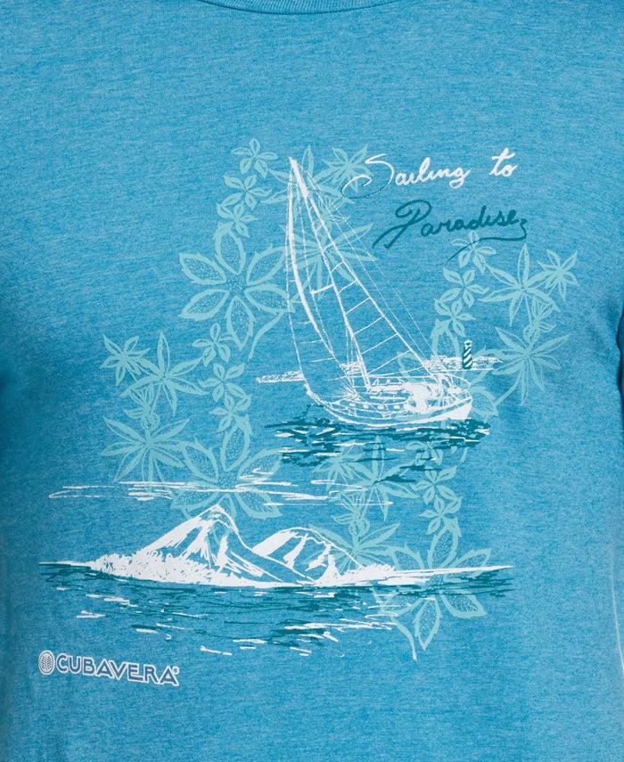 Cubavera Sailing To Paradise Print Tee Heather Galapagos Bl